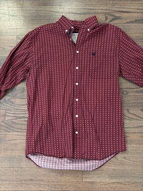 Panhandle Men's Burgundy Patterned Button Down Shirt